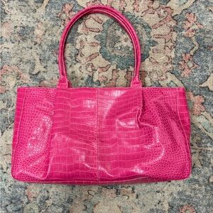 Pink Crocodile Embossed Women's Bag